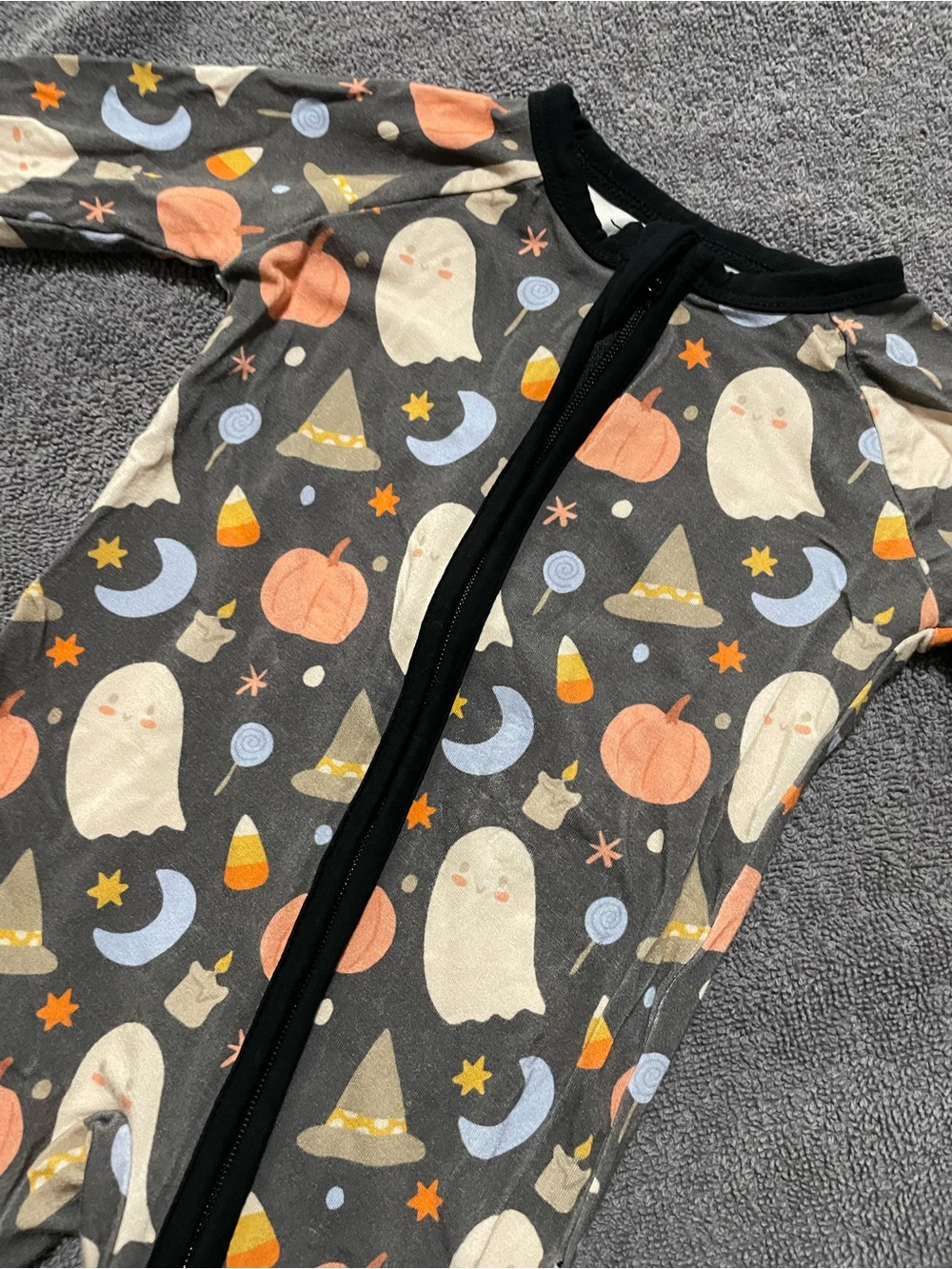 Joan’s Shoppe Baby Halloween Ghost & Pumpkin Zip One-Piece